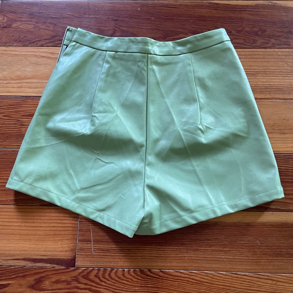 sage leather shorts